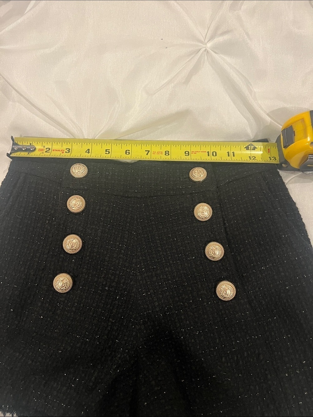 Generation Love Black Tweed Gold Button High Waist Shorts XS - Picture 10 of 11